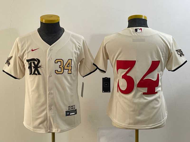 Women%27s Texas Rangers #34 Nolan Ryan Number Cream 2023 City Connect Stitched Baseball Jersey
